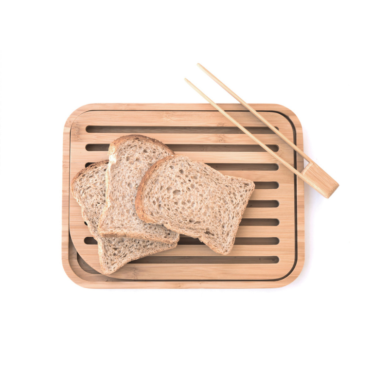 Breadboard and toast tongs set – natural