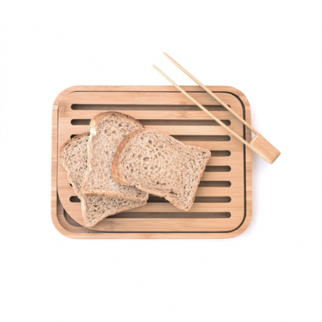 Pebbly - Pince à Toast Anthracite en Bambou Naturel - 24 cm