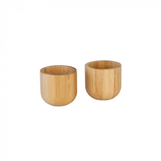Set of 2 natural bamboo egg cups