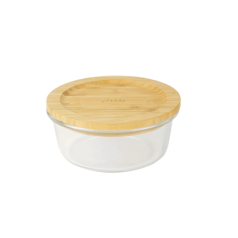 Round box in glass and bamboo