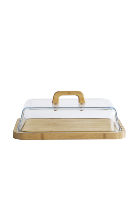 Glass and bamboo cheese board