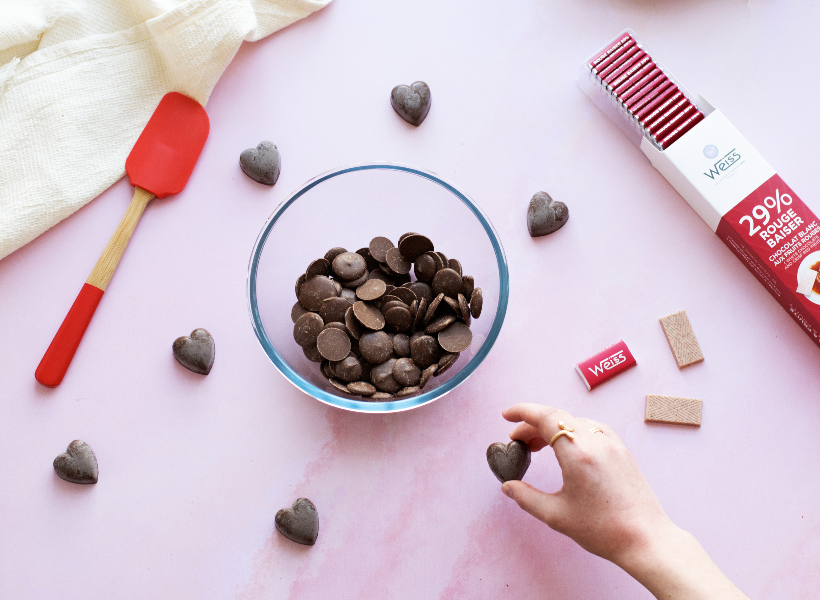 Recette de cœurs en chocolat : Pebbly X Chocolat Weiss
